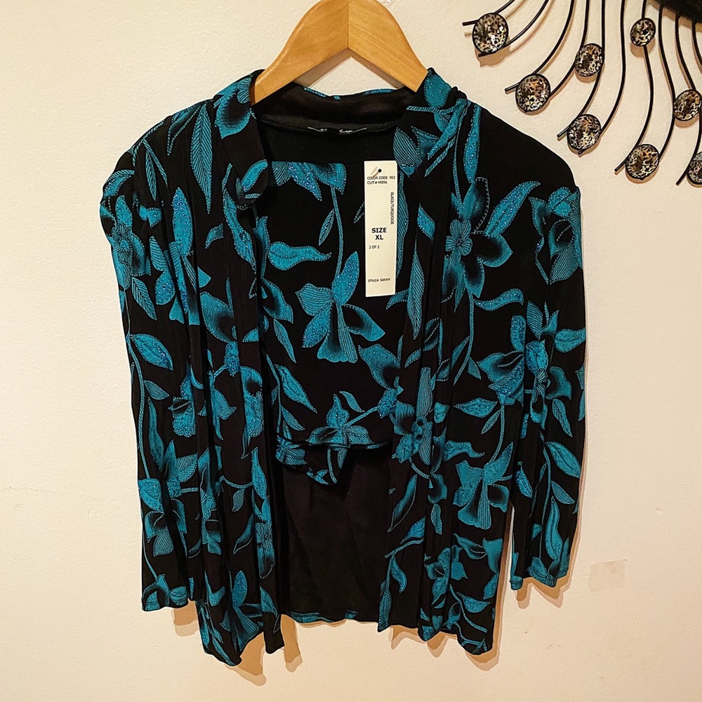 elegant floral 2 piece glitzy blazer and shirt.